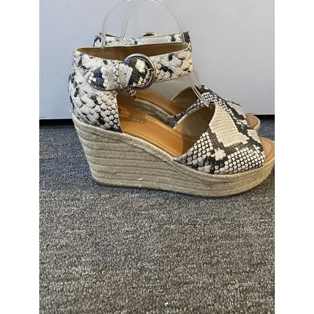 Nine West Adell Espadrille Snake Print Wedge Sandals Size 10